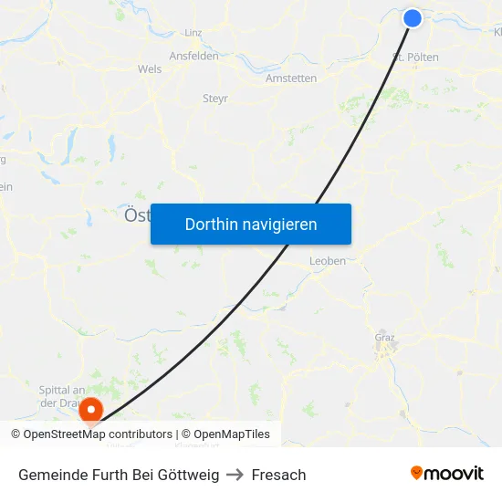 Gemeinde Furth Bei Göttweig to Fresach map