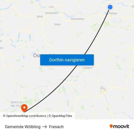 Gemeinde Wölbling to Fresach map
