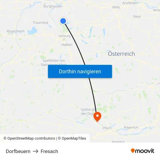 Dorfbeuern to Fresach map