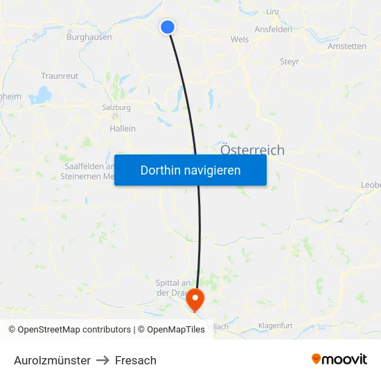 Aurolzmünster to Fresach map