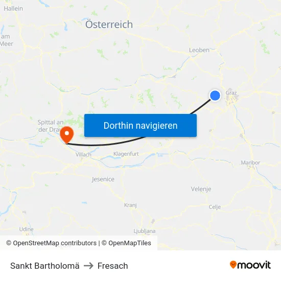 Sankt Bartholomä to Fresach map