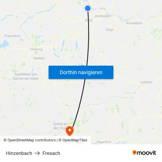Hinzenbach to Fresach map