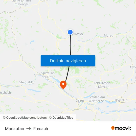 Mariapfarr to Fresach map