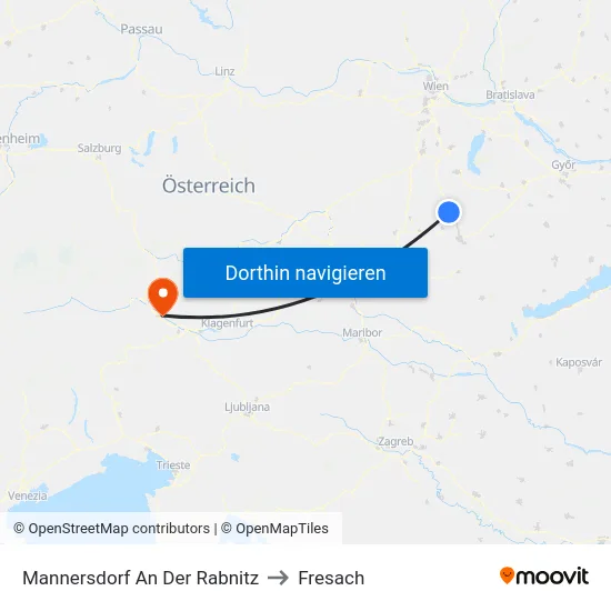 Mannersdorf An Der Rabnitz to Fresach map