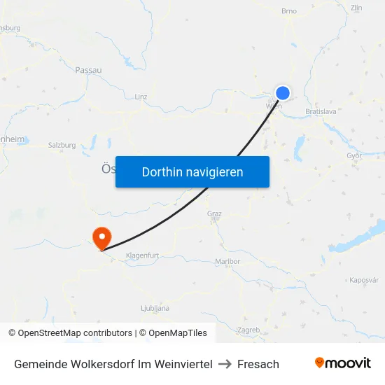 Gemeinde Wolkersdorf Im Weinviertel to Fresach map