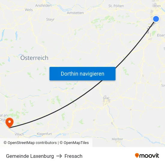 Gemeinde Laxenburg to Fresach map