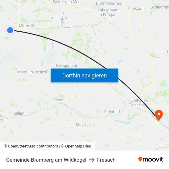 Gemeinde Bramberg am Wildkogel to Fresach map