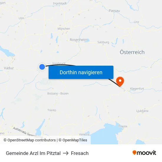 Gemeinde Arzl Im Pitztal to Fresach map