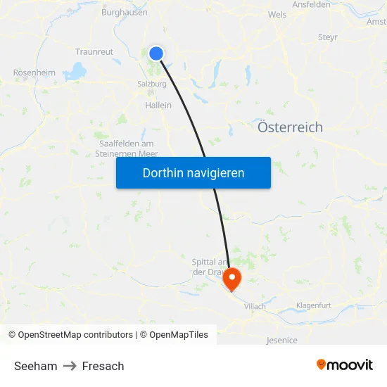Seeham to Fresach map