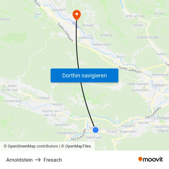 Arnoldstein to Fresach map