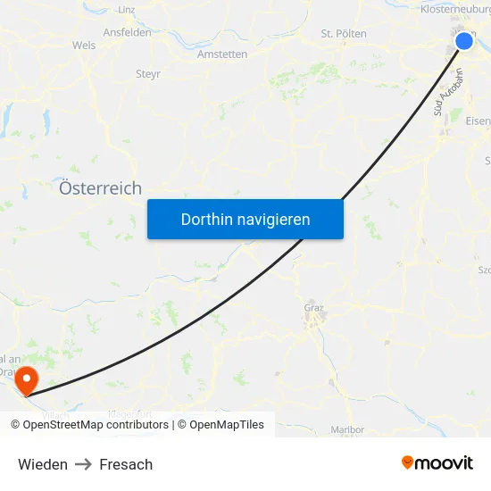 Wieden to Fresach map