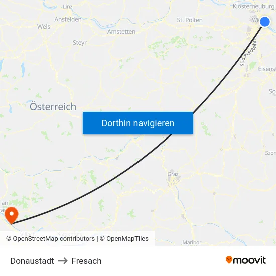 Donaustadt to Fresach map