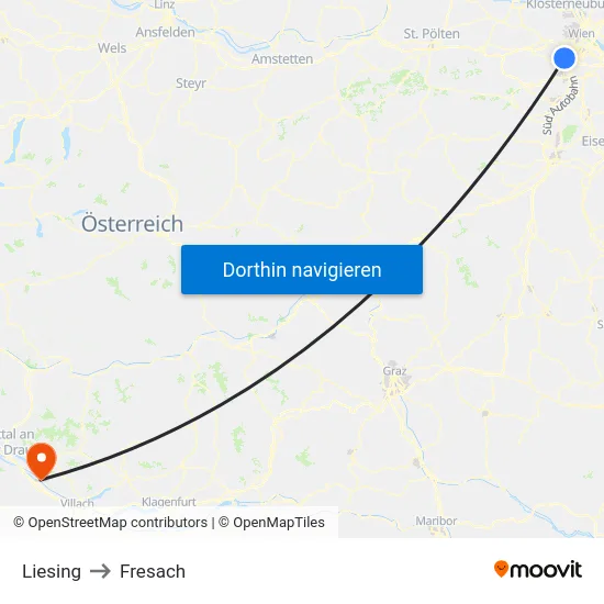 Liesing to Fresach map