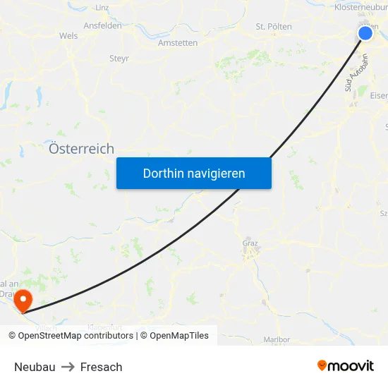 Neubau to Fresach map