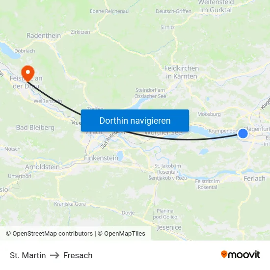 St. Martin to Fresach map
