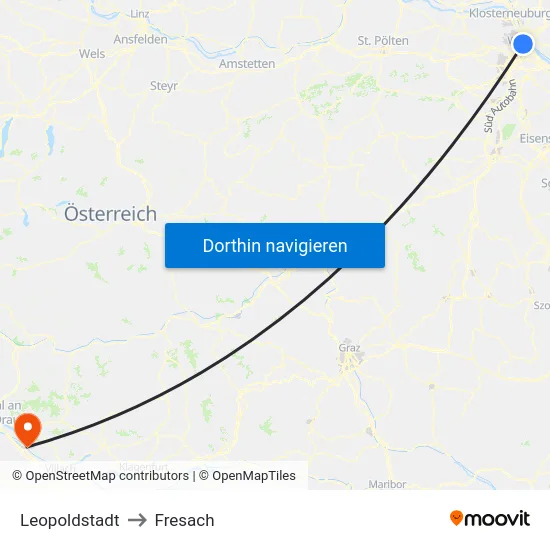 Leopoldstadt to Fresach map