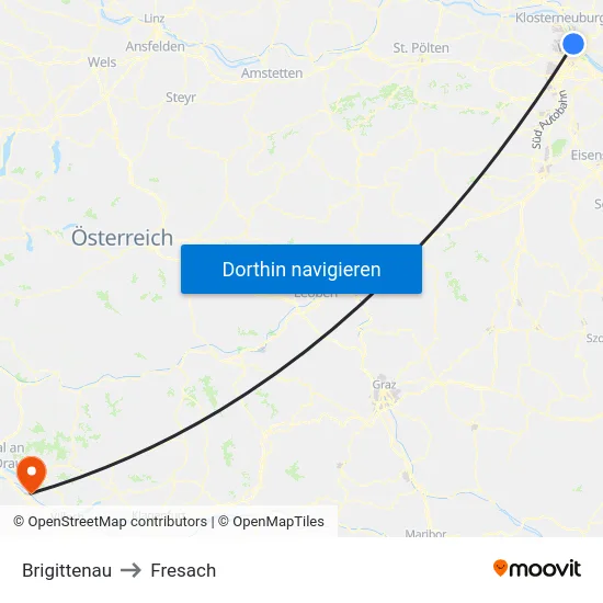 Brigittenau to Fresach map