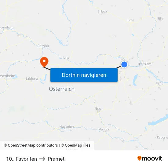 10., Favoriten to Pramet map