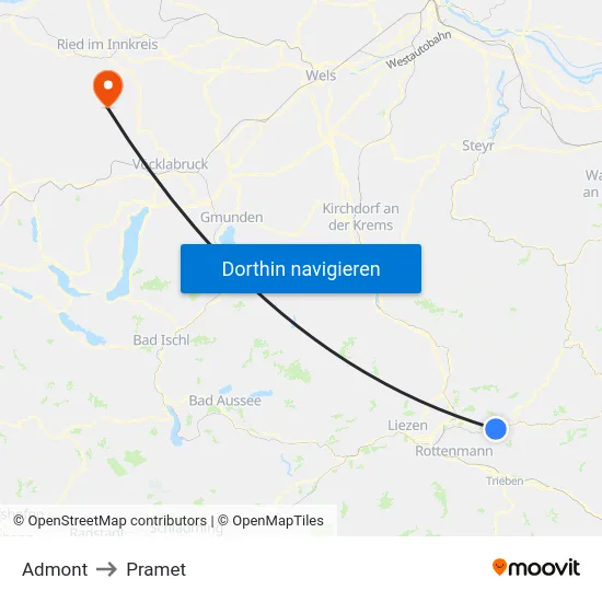 Admont to Pramet map