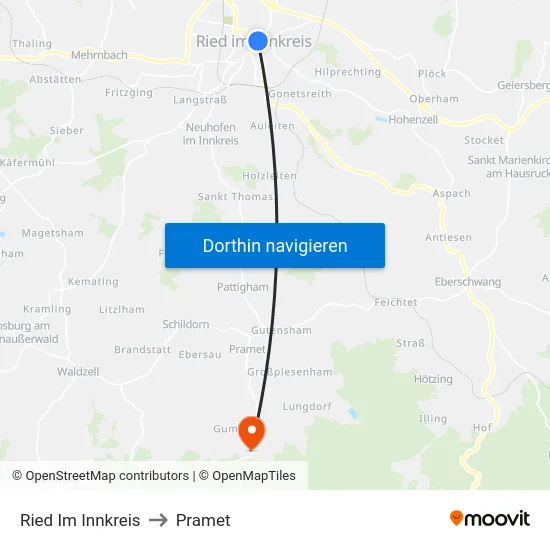 Ried Im Innkreis to Pramet map
