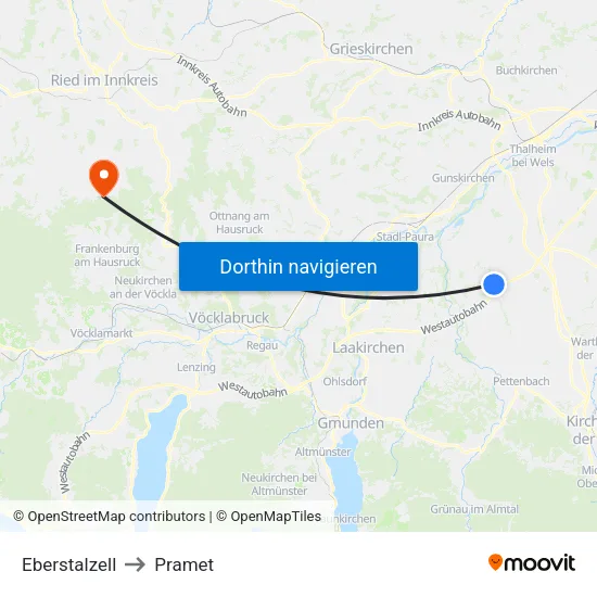 Eberstalzell to Pramet map