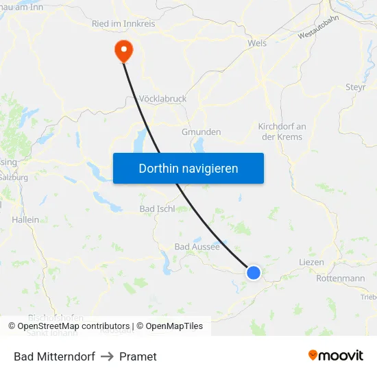 Bad Mitterndorf to Pramet map