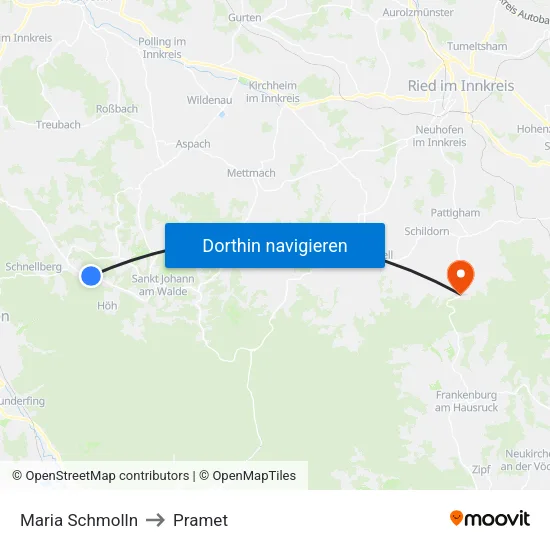 Maria Schmolln to Pramet map