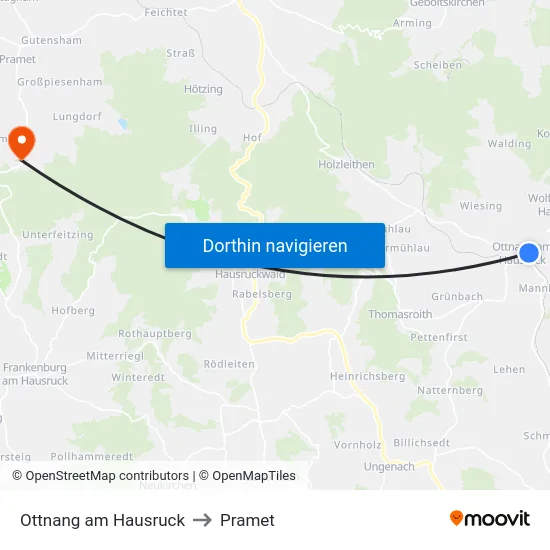 Ottnang am Hausruck to Pramet map