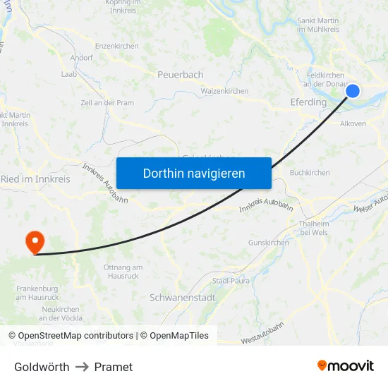 Goldwörth to Pramet map