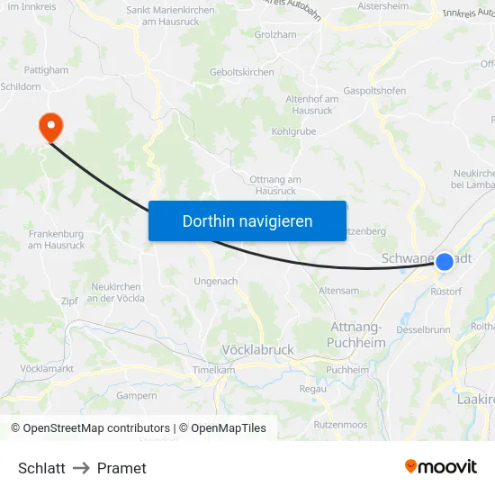 Schlatt to Pramet map