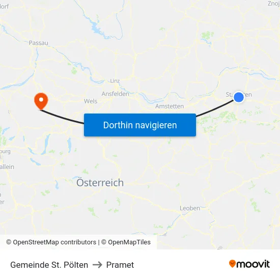 Gemeinde St. Pölten to Pramet map