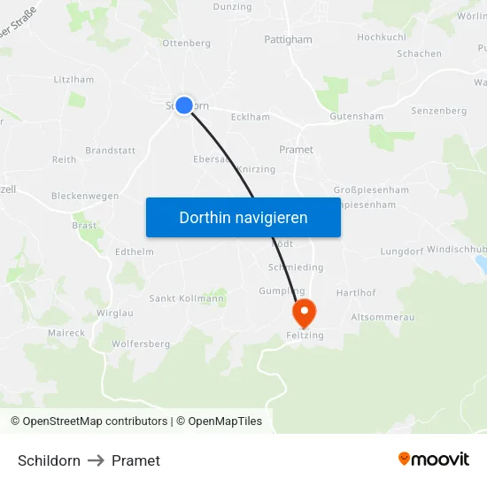 Schildorn to Pramet map