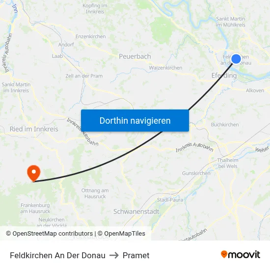 Feldkirchen An Der Donau to Pramet map