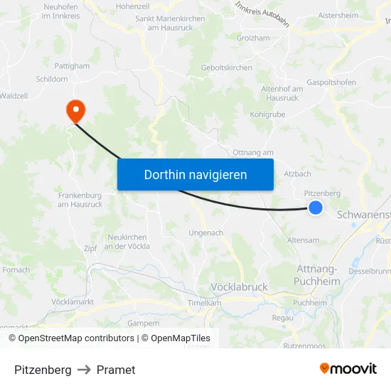 Pitzenberg to Pramet map
