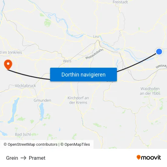 Grein to Pramet map