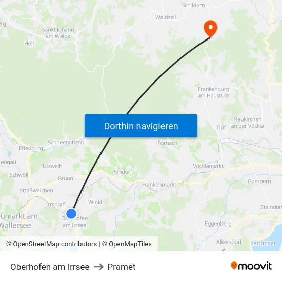 Oberhofen am Irrsee to Pramet map