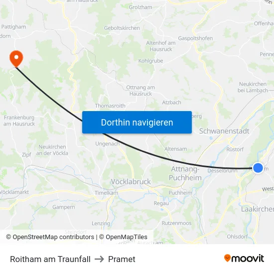 Roitham am Traunfall to Pramet map