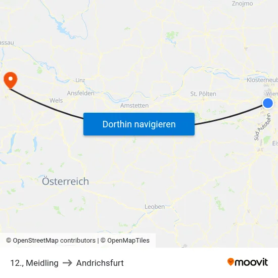 12., Meidling to Andrichsfurt map