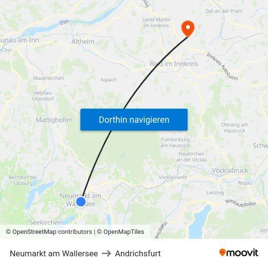 Neumarkt am Wallersee to Andrichsfurt map