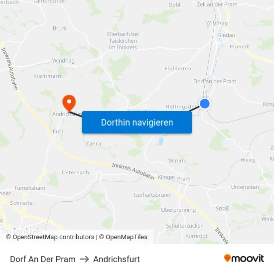 Dorf An Der Pram to Andrichsfurt map