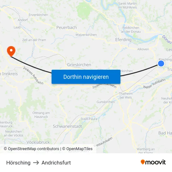 Hörsching to Andrichsfurt map