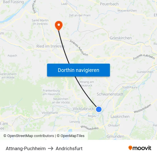Attnang-Puchheim to Andrichsfurt map