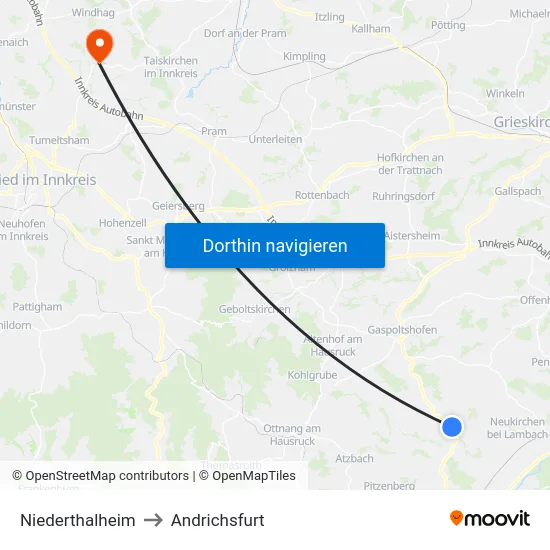 Niederthalheim to Andrichsfurt map