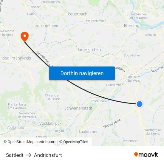 Sattledt to Andrichsfurt map
