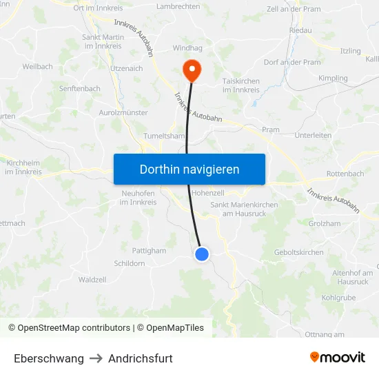 Eberschwang to Andrichsfurt map