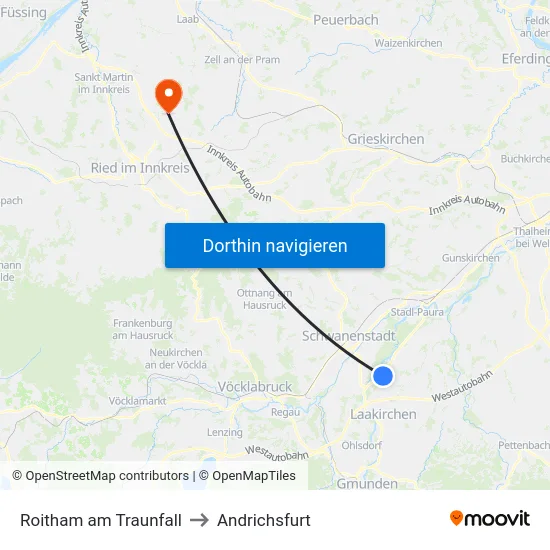 Roitham am Traunfall to Andrichsfurt map