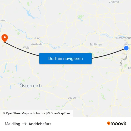 Meidling to Andrichsfurt map