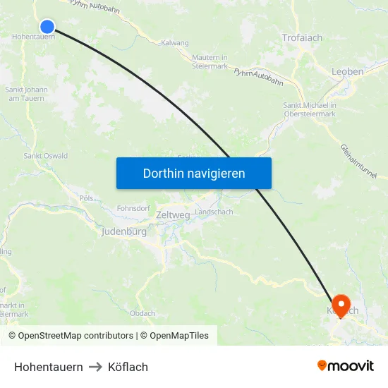 Hohentauern to Köflach map