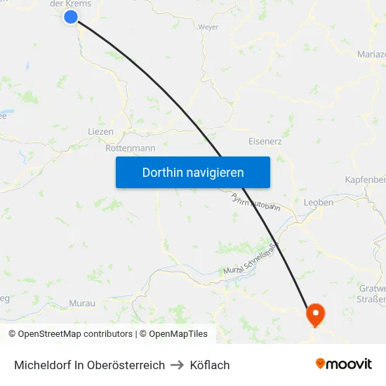 Micheldorf In Oberösterreich to Köflach map