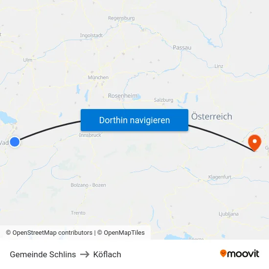 Gemeinde Schlins to Köflach map